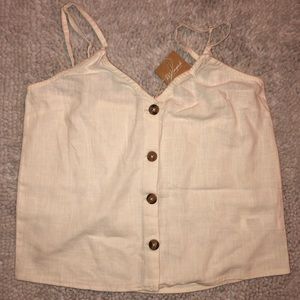 Linen V Neck Button Up Cami
